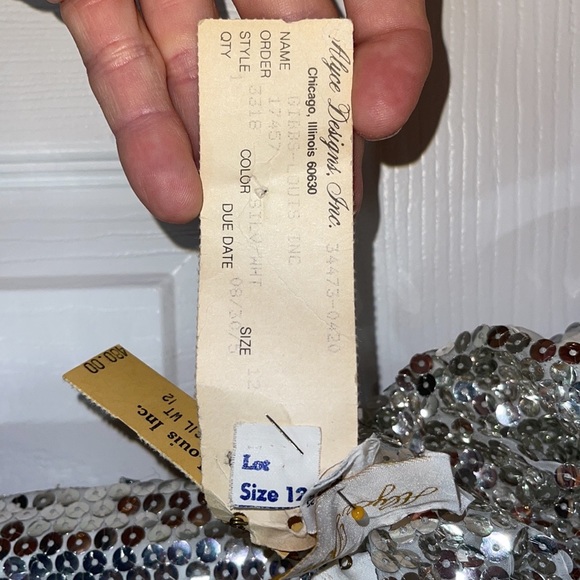 Alyce Designs couture evening sequined evening gown vintage 1980 silver - Picture 11 of 11